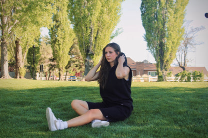 Black Cap Sleeve Hoodie